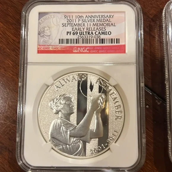 2) 🇺🇸 9/11 Medals SILVER 0.999 FINE PROOF NGC Graded Memorial 10th Anniversary - Picture 3 of 4